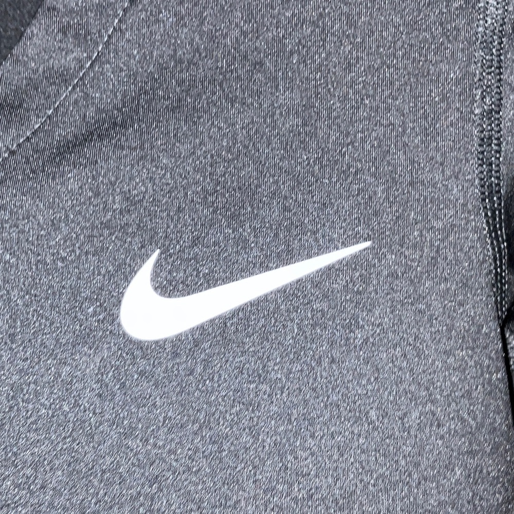 Nike Pro Black V-Neck Short Sleeve Dri-FIT Top with White Swoosh - Picture 2 of 6